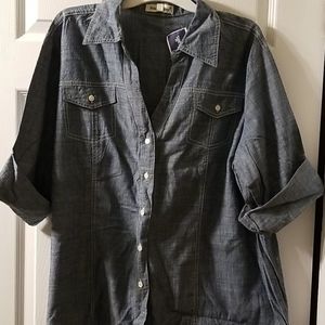 2XL Chambray button up blouse